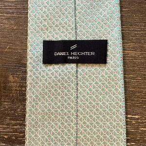 DANIEL HECHTER PARIS Vintage Silk Tie- mint green & silver gray micro pattern
